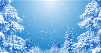  冬景落雪蓝色背景视频素材