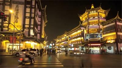  上海豫园风光 街景 升格视频