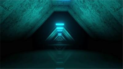  闪烁的蓝光的三角形隧道