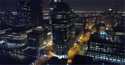 4k航拍美国纽约城市建筑楼宇夜景灯光
