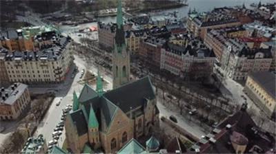  航拍瑞典斯德哥尔摩教堂