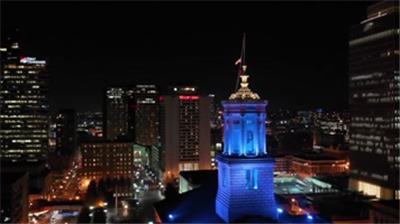  4k航拍美国田纳西州首府纳什维尔城市夜景楼
